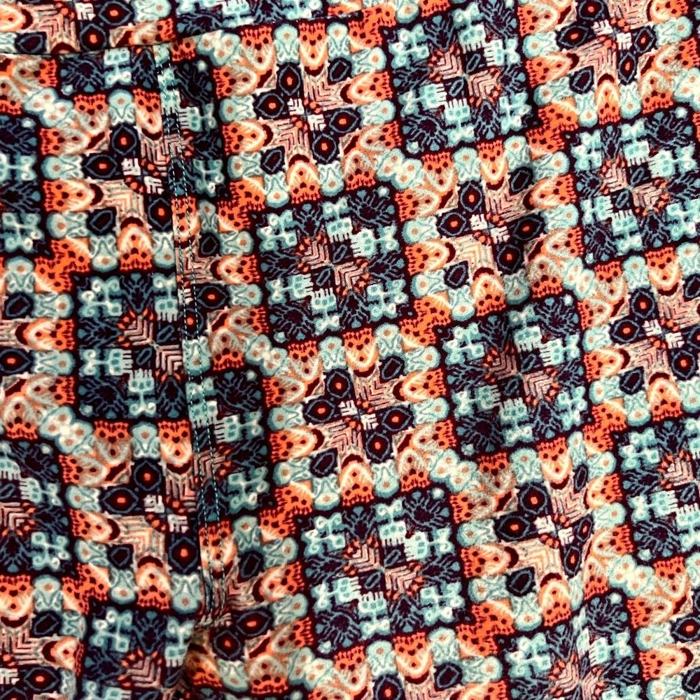 Lularoe Blue Orange Geometric Print High Waisted Soft Leggings Size One Size - Picture 2 of 5